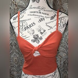 Orange Knot-Front Women's Top